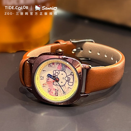 hellokitty三丽鸥联名手表女款复古学生机械公务员考试专用石英表