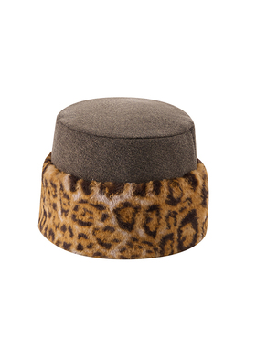 YIJIA美式可双面戴时髦秋冬氛围感豹纹平顶帽盆帽渔夫帽帽子