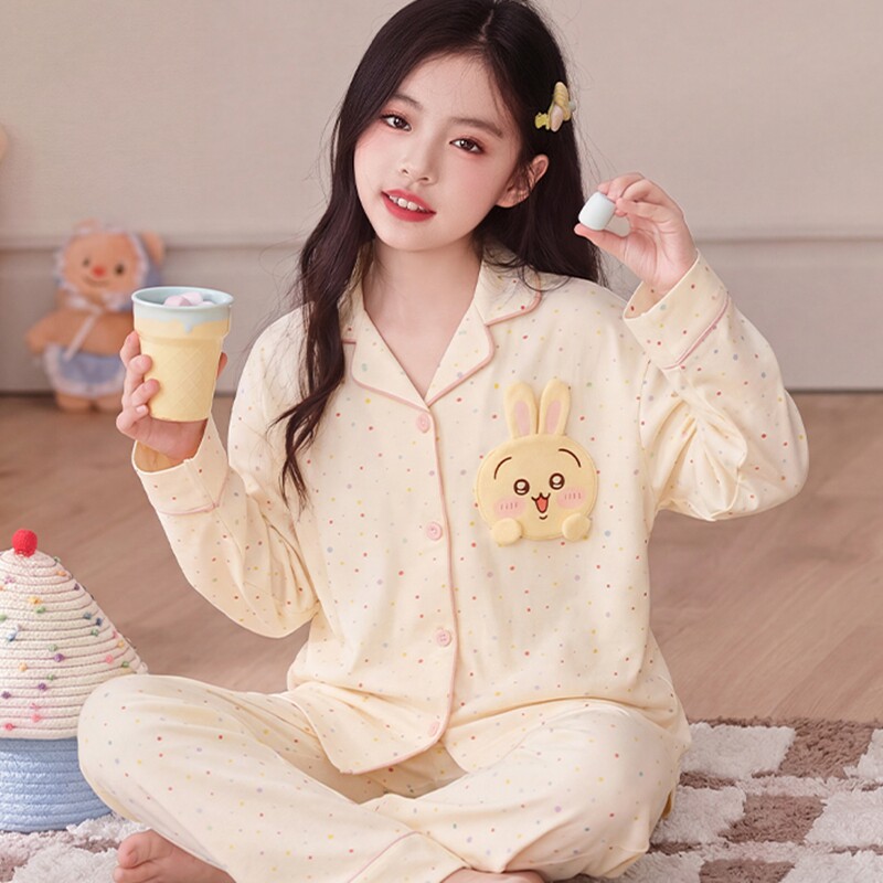 洋气公主开衫睡衣乌萨奇女童睡衣2026春秋纯棉长袖大童家居服套装
