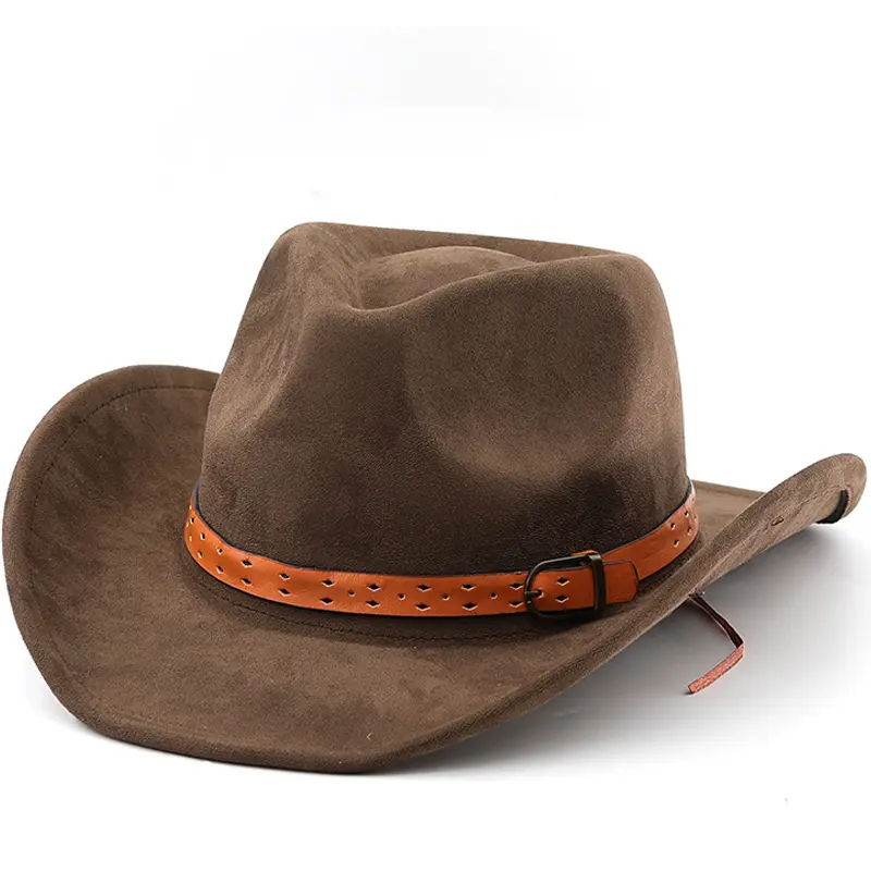 亚马逊麂皮绒牛仔帽藏族配饰男士爵士礼帽欧美热卖秋冬帽羊毛毡帽