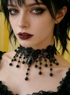 曦禾家原创choker复古lolita蕾丝项链哥特暗黑系脖圈颈链LSXL055