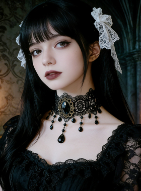 曦禾家原创choker复古lolita蕾丝项链哥特暗黑系脖圈颈链LSXL085