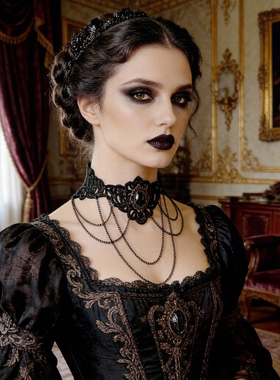 曦禾家原创choker复古lolita蕾丝项链哥特暗黑系脖圈颈链LSXL073