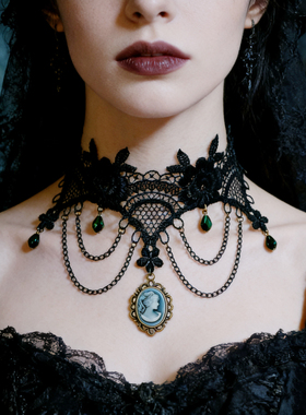 曦禾家原创choker复古lolita蕾丝项链哥特暗黑系脖圈颈链LSXL209