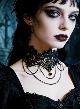 曦禾家原创choker复古lolita蕾丝项链哥特暗黑系脖圈颈链LSXL067