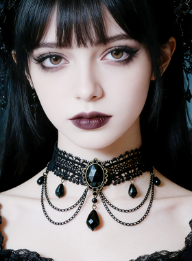 曦禾家原创choker 复古lolita蕾丝项链哥特暗黑系脖圈颈链LSXL051