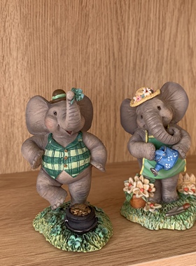 海淘大象摆件 中古收藏一对 礼物树脂家居包邮