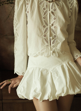 otherbela小众hoskelsa博主同款芭蕾风百搭简约纯色高腰花苞短裙