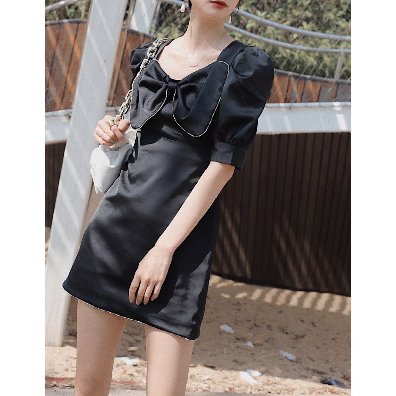 小众rumia镶钻蝴蝶结复古连衣裙