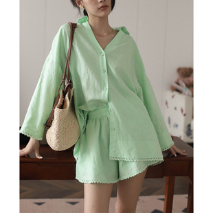 纯色套装 s博主翻领男友风衬衫 otherbela小众早秋慵懒质感亚麻In