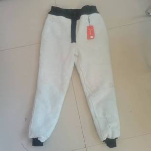 保暖抗寒挡风寒 面中老年加厚宽松羊毛裤 羊毛皮裤 皮毛一体好穿搭裤