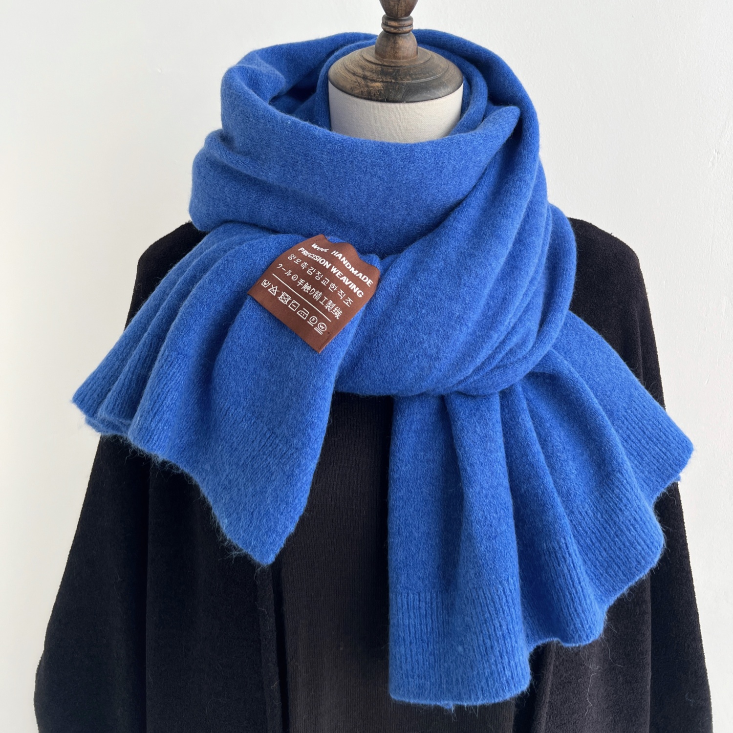 羊毛混纺冬季保暖纯色围巾冬季