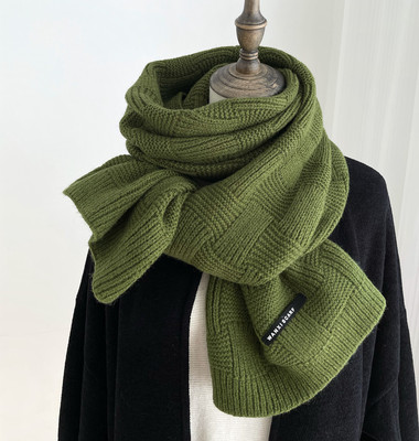 纯色针织围巾格子时尚休闲女冬季