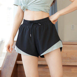 清仓特价运动短裤女大码胖mm防走光健身瑜伽晨跑步假两件三分热裤