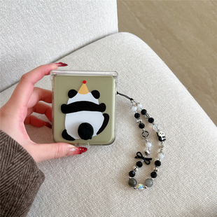 适用折叠屏荣耀MagicV手机壳小米MixFlip2摩托罗拉50华为pocket2三星zflip7包中轴N3手挂绳6Ultra熊猫W25Flip