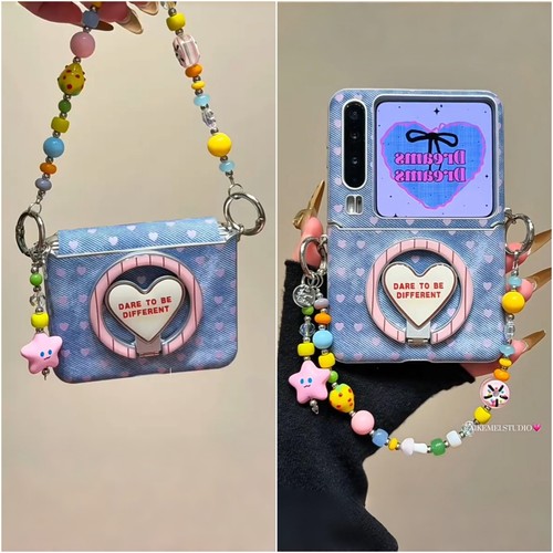 适用华为PuraX折叠屏手机壳小米MixFlip2壳膜一体荣耀MagicVFlip2摩托罗拉50三星zflip7FE磁吸支架手绳手链60