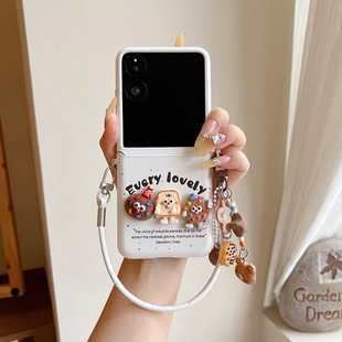 适用华为PuraX折叠屏手机壳小米MixFlip2壳膜一体荣耀MagicVFlip2摩托罗拉50三星zflip7斜跨绳磁吸支架60卡通