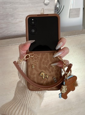 适用华为PuraX折叠屏手机壳荣耀MagicVFlip2新年小米MixFlip2壳膜一体摩托罗拉50三星zflip7小金马FE手绳60女