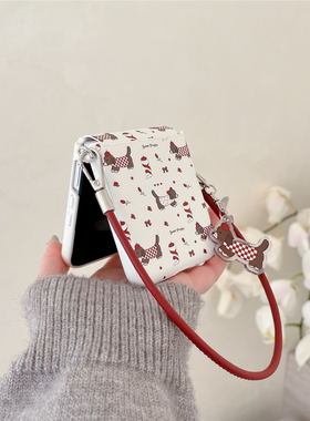 适用阔折叠屏Purax荣耀MagicVFlip手机壳小米MixFlip华为pocket2三星zflip6/5斜跨挂绳nova卡通狗W25Flip典藏