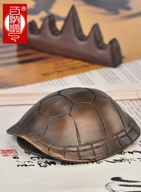 百纳源 龟壳把件黄铜乌龟壳六爻器具道具工艺品覆古送说明书铜钱