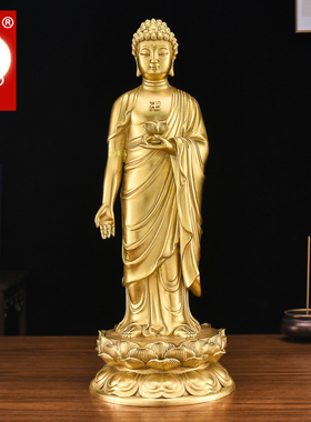 百纳源 阿弥陀佛像站像黄铜南无阿弥陀佛佛像摆件属猪属狗本命佛