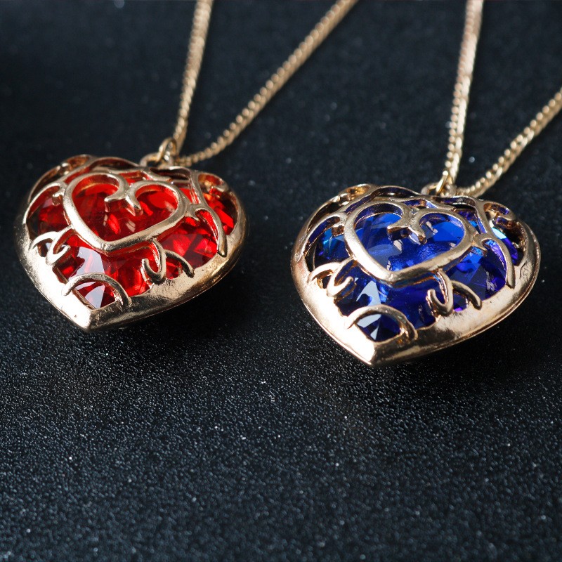 欧美游戏周边饰品塞尔达传说荒野之息cos镂空爱心形水晶项链