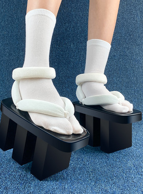 外贸日式草屐软底原单高跟人字拖鬼灭之刃cos鞋堕姬cosplay鞋木屐