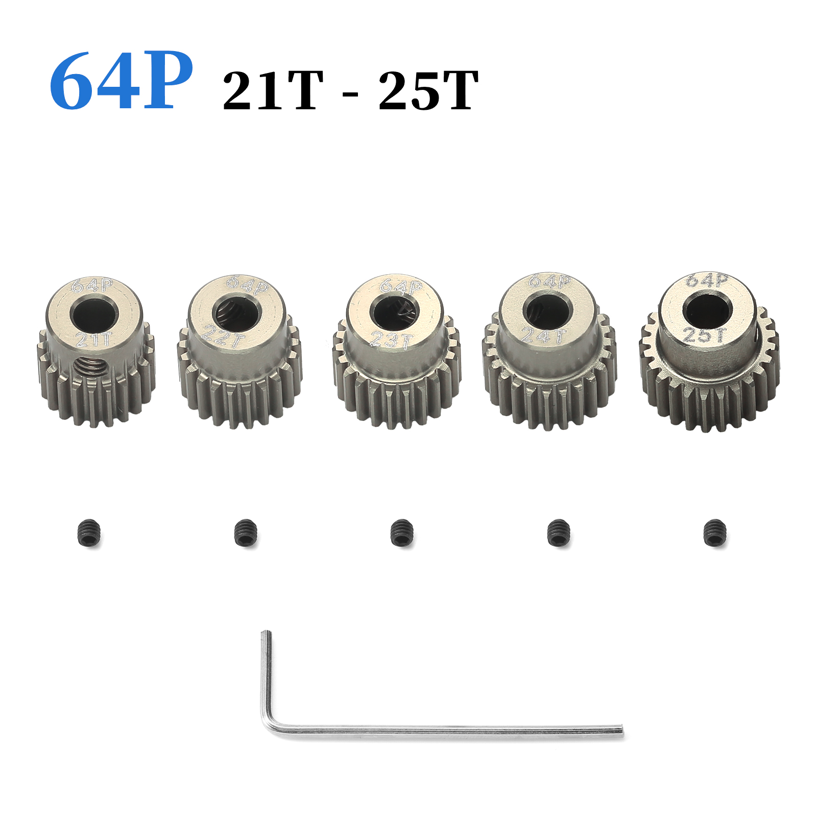 RC模型车64P电机马达齿 7075铝加硬处理金属齿轮1/10平路车5个装