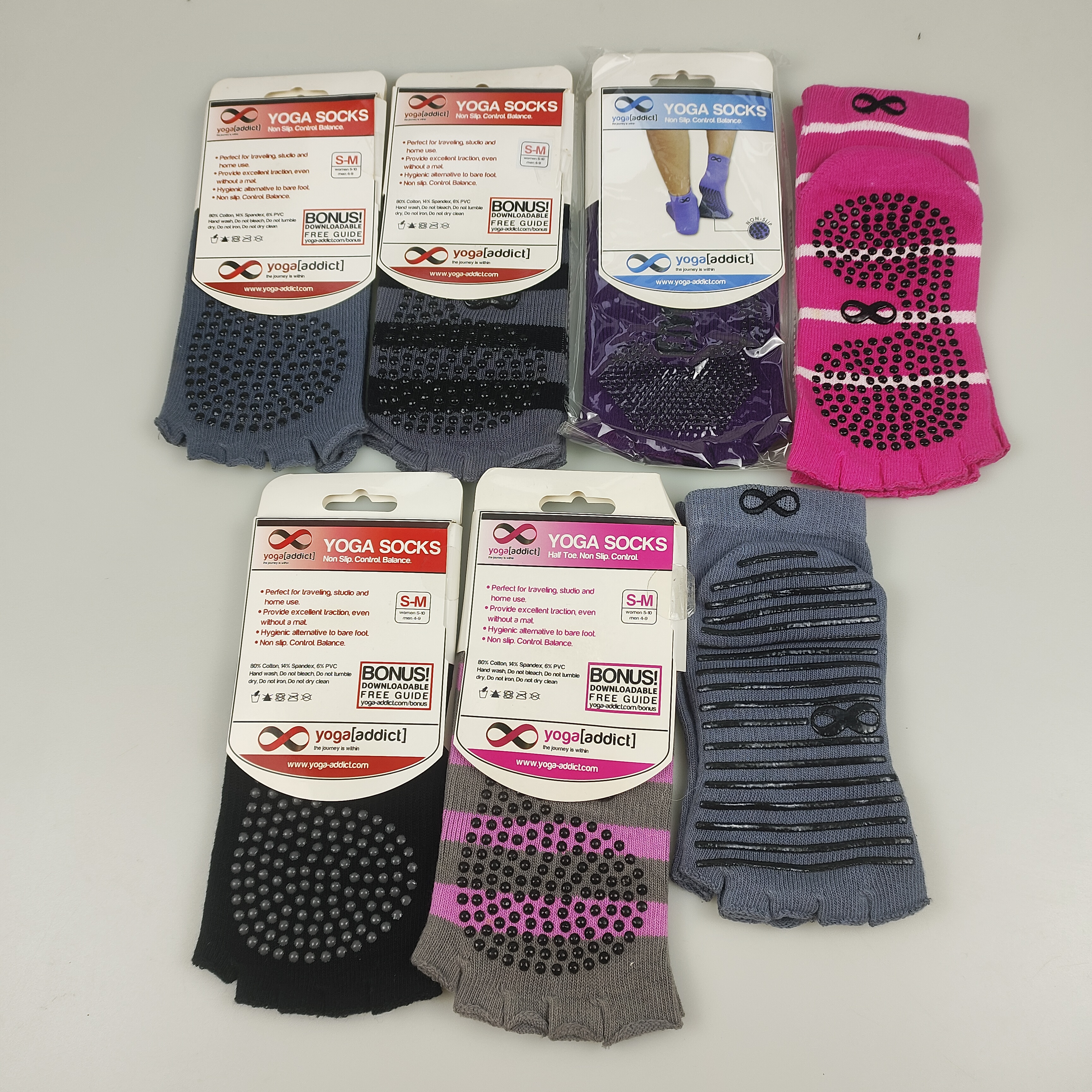 5双防滑瑜伽五指袜女纯棉短筒露脚趾分趾袜露脚背专业瑜伽五趾袜