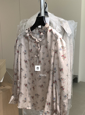 26年早春简约法式复古气质花花系带小衫80166