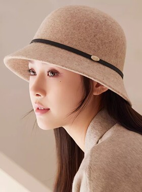 法式复古毛呢渔夫帽女秋冬显脸小