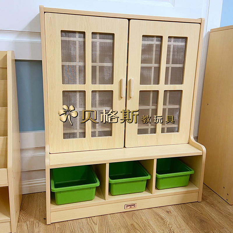 茶水桶儿童木质毛巾架带门水杯柜