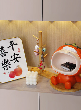 柿柿如意收纳果篓桌面摆件现代简约家居装饰品合成树脂工艺品1