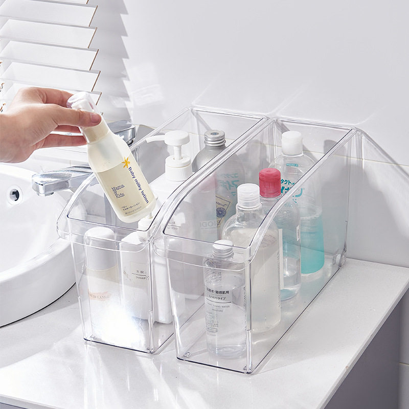 浴室桌面收纳盒 透明PET冰箱收纳盒带滑轮无盖杂物