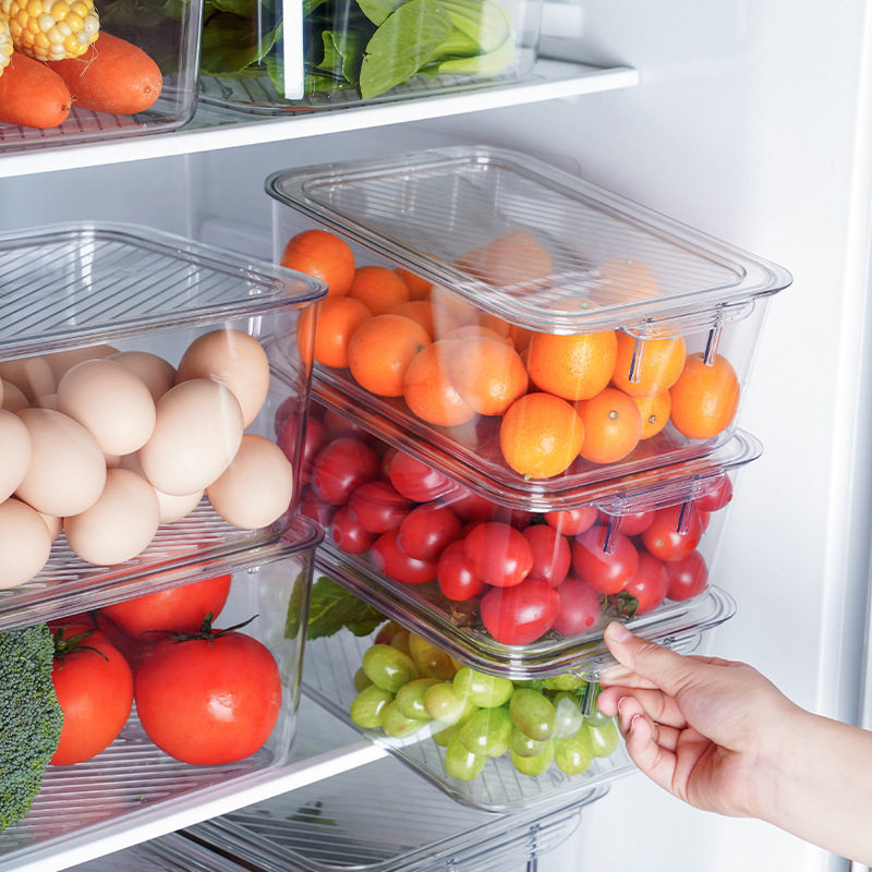 多层透明冰箱收纳盒食品水果储存容器可重复使用厨房整理盒大号1