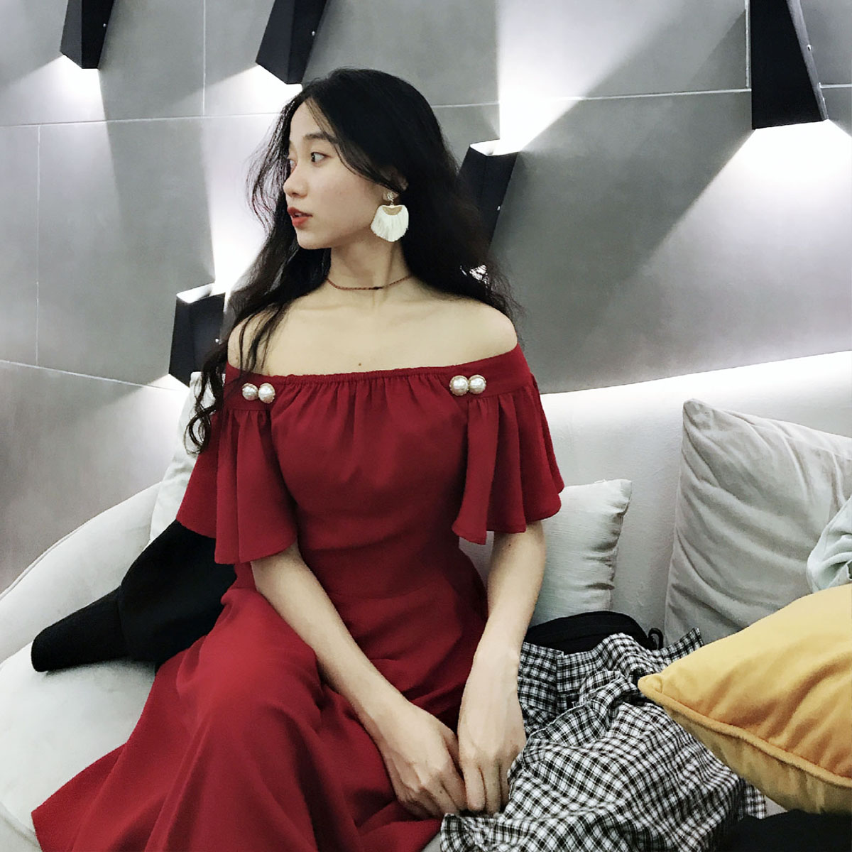 鲸鱼原创自制小飞袖大伞摆连衣裙