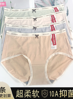 彩田女内裤莫代尔舒适柔软透气15372中腰可爱蝴蝶结石墨烯抗菌档