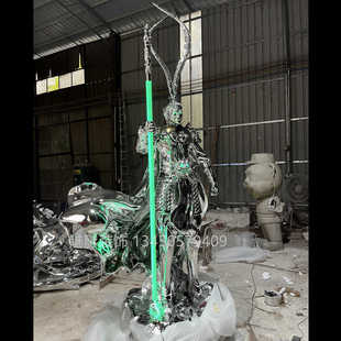 黑神化孙悟空玻璃钢站姿发光大型雕塑酒店酒吧美陈装饰品网红摆件