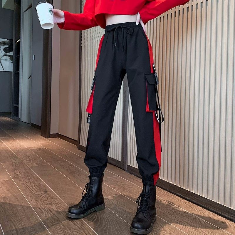 时尚运动工装裤女2026春秋新款显瘦休闲裤高腰宽松帅气显高束脚裤