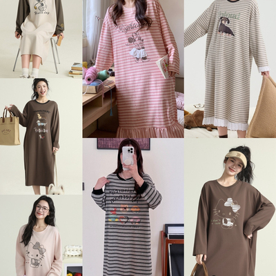 宅公主女士轻羽棉圆领大码睡裙