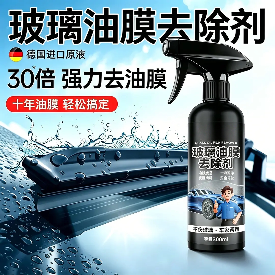 德国进口原液玻璃油膜去除剂汽车油膜擦除剂不挂水前挡风清洁剂