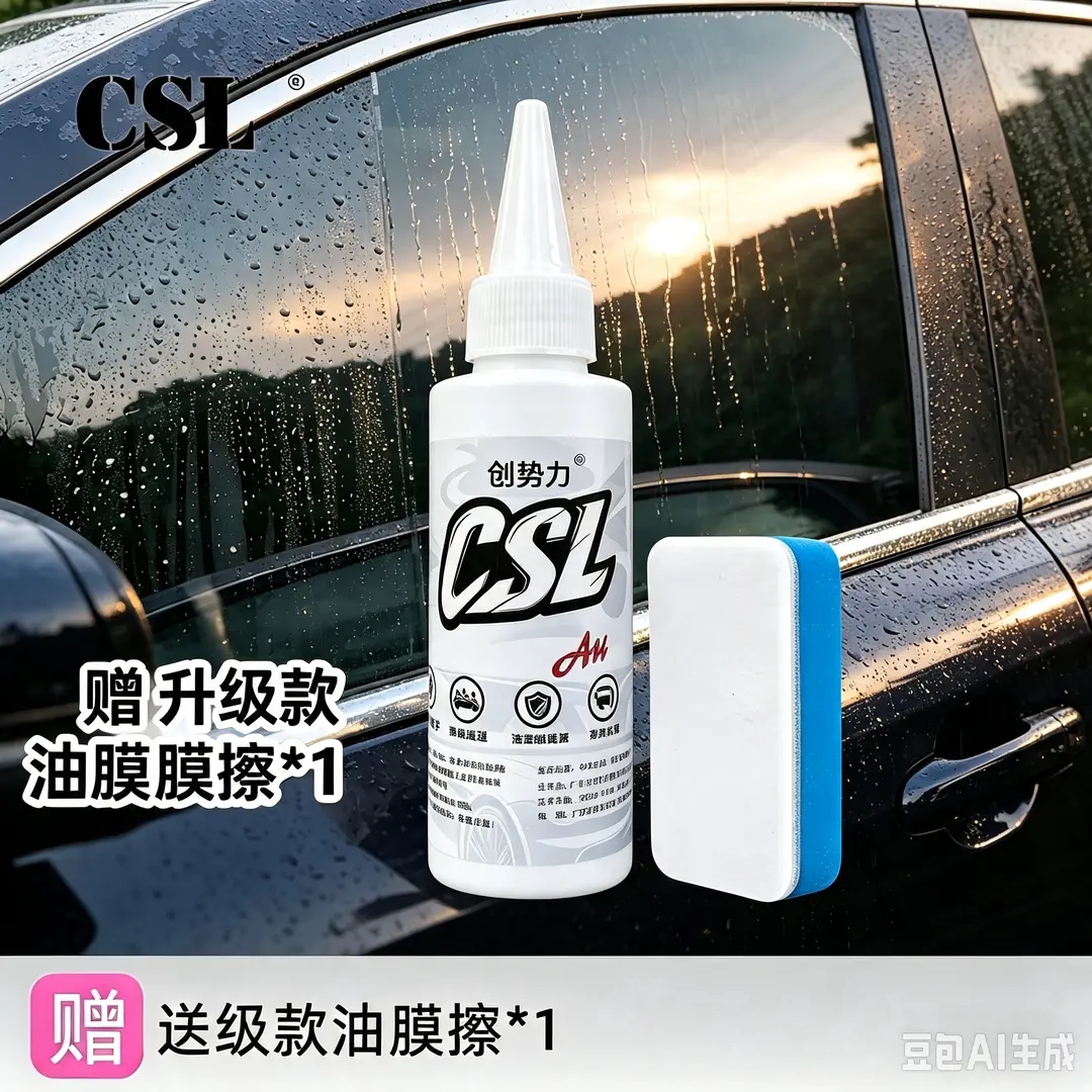 CSL创势力玻璃油膜去除剂汽车前档倒车镜镀膜蜡水残留清洁抛光液