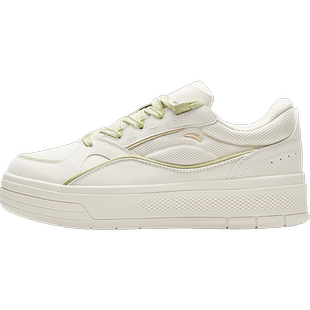 安踏轻风板鞋女鞋小白鞋女款2025新款冬季厚底休闲鞋皮面运动鞋子