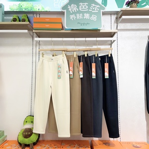 冬季加绒加厚防寒樱花裤哈伦裤暖暖松紧高腰显瘦女士长裤萝卜裤子