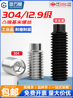 304不锈钢凸端无头螺钉六角紧定螺钉12.9级机床仪表停止底座仪表