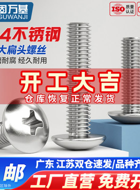 304不锈钢十字大扁头螺丝钉蘑菇伞头机丝圆头螺钉M2M2.5M3M4M6M8