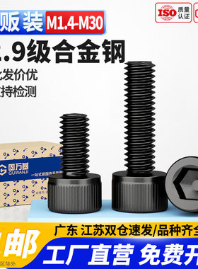 M1.6-M30全牙12.9级高强度内六角螺丝圆柱头螺栓杯头螺钉DIN912
