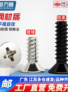 镀镍十字平头平尾自攻螺丝铁黑小螺丝钉KB 沉头螺钉M2.3M2.6M3M4