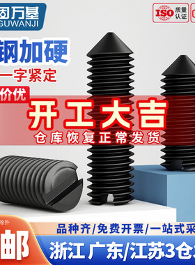 铁黑一字尖端紧定螺丝钉开槽无头机米螺钉基米顶丝锥形M2M3M4M5M8