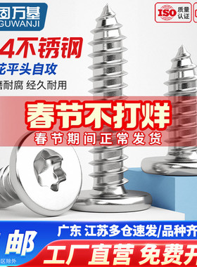 304不锈钢超薄头扁平头梅花自攻螺丝钉大平头CA尖尾木螺钉M2M3-M5